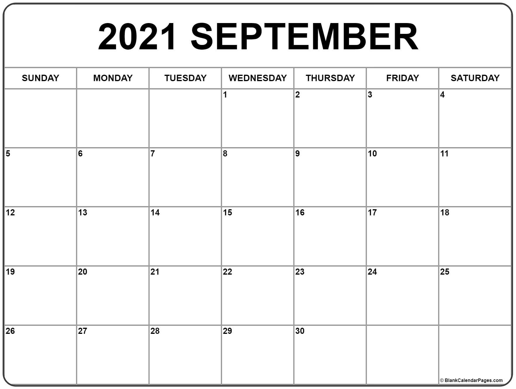 Diary Template Month 2021 September