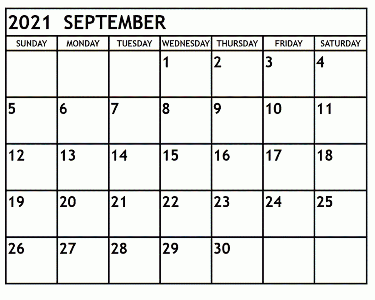 September 2021 Calendar Free Unique Design Template