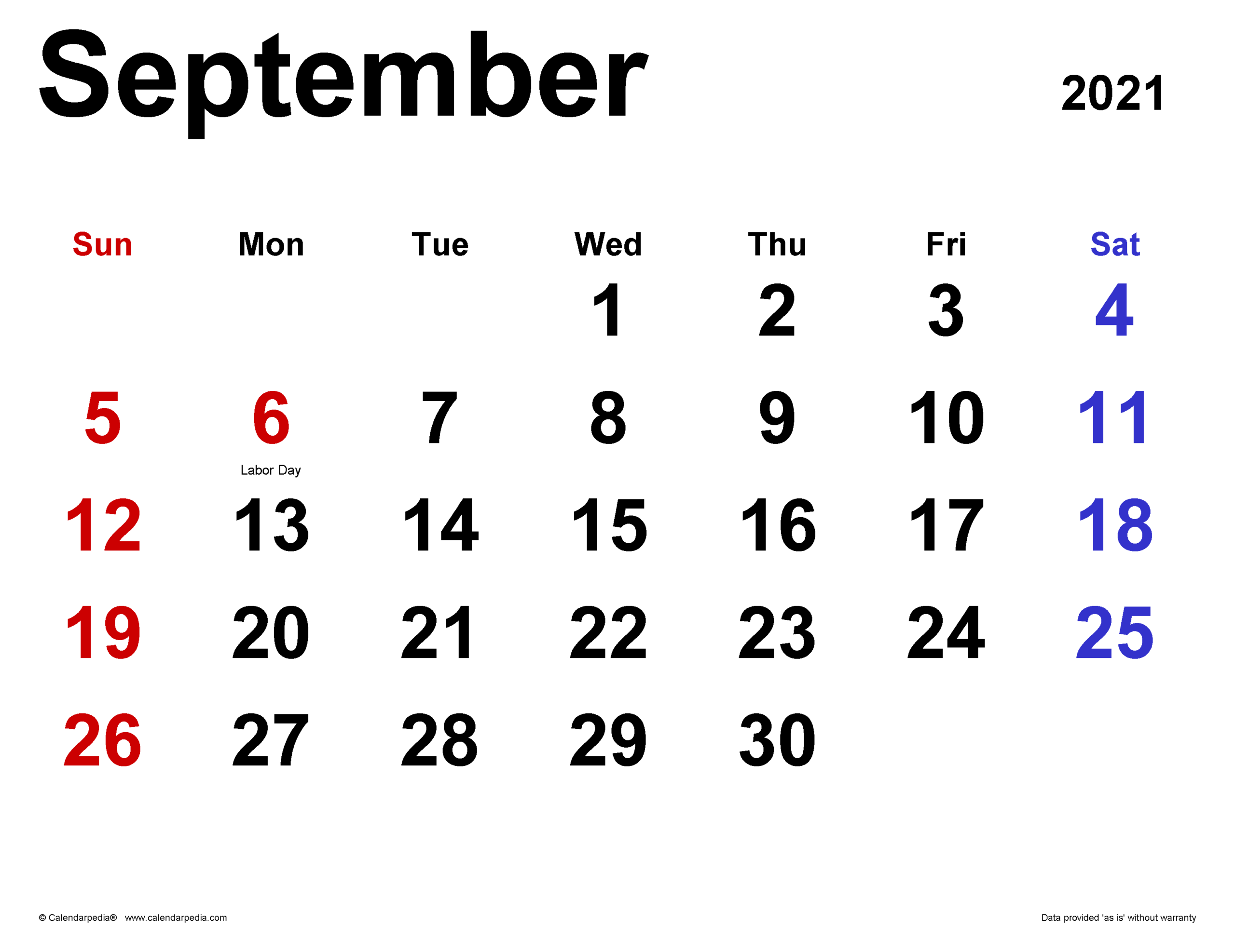 September 2021 Calendar | Templates For Word Excel And Pdf