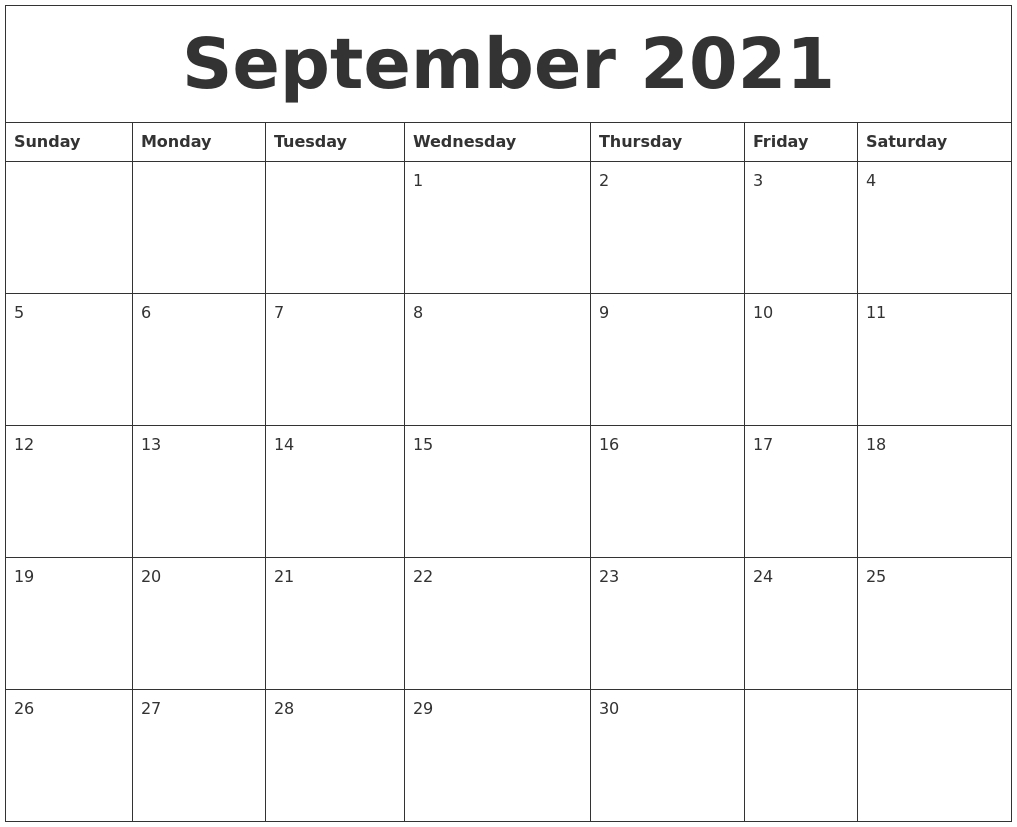 September 2021 Free Printable Calendar Templates