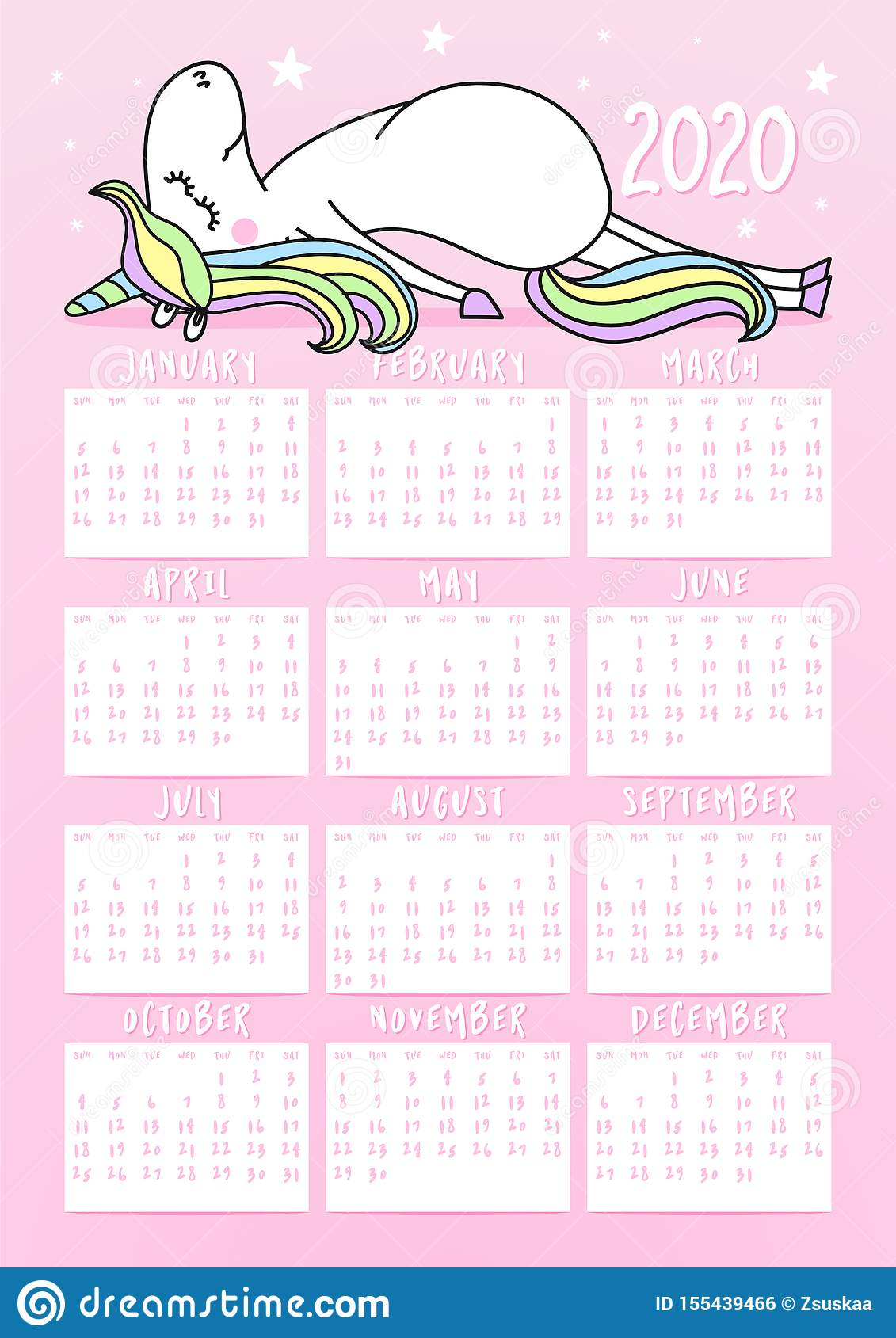 Unicorn Calendar Stock Illustrations – 442 Unicorn Calendar