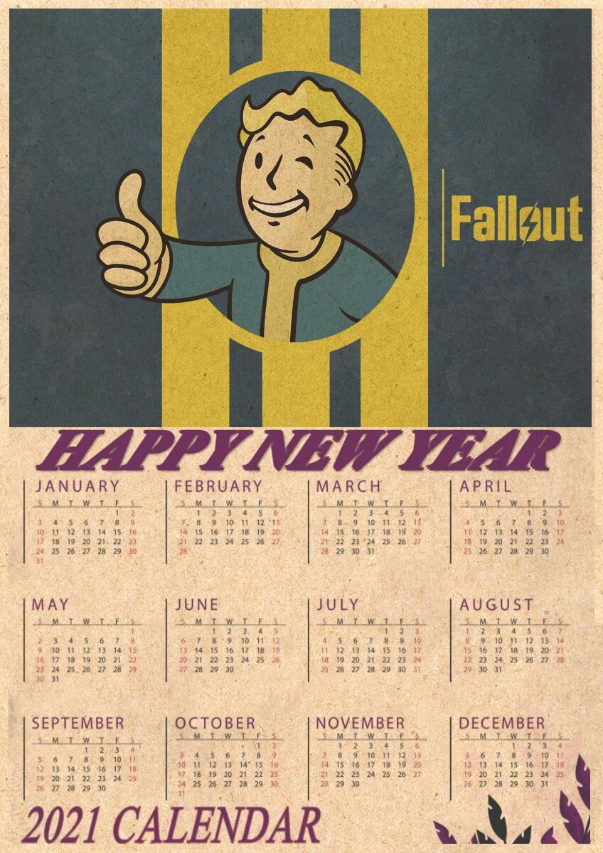 Us $1.66 7% Off|Fallout 3 4 Game Poster Fallout Series Game Retro 2021  Calendar Poster Retro Kraft Paper Bar Cafe Home Decor Painting|Wall  Stickers| -