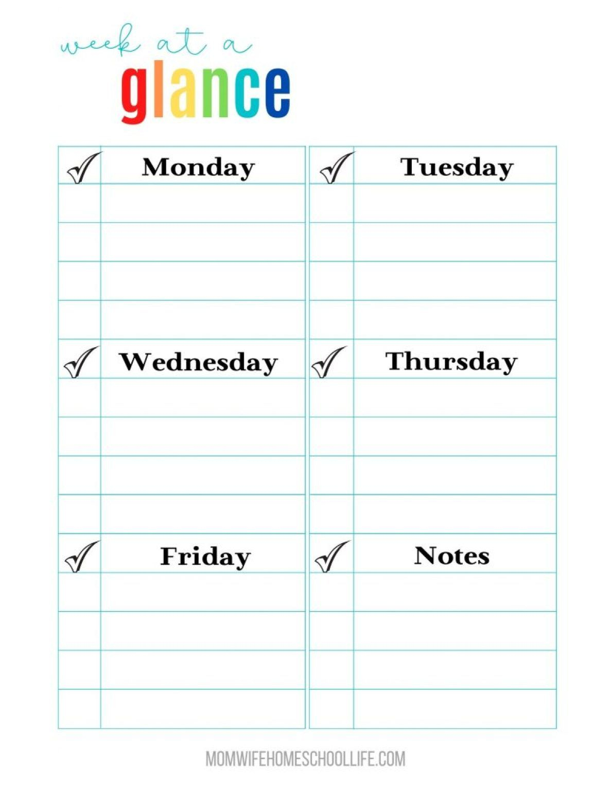 Printable Week At A Glance Calendar 2022