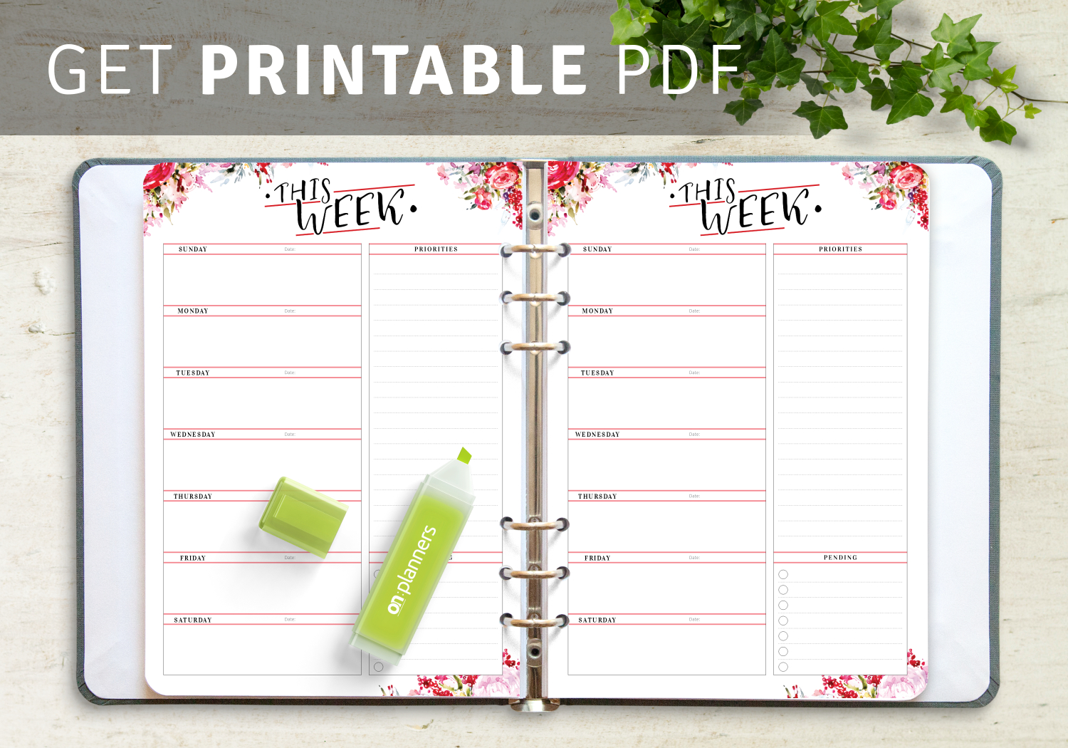 Week At A Glance Templates - Download Pdf