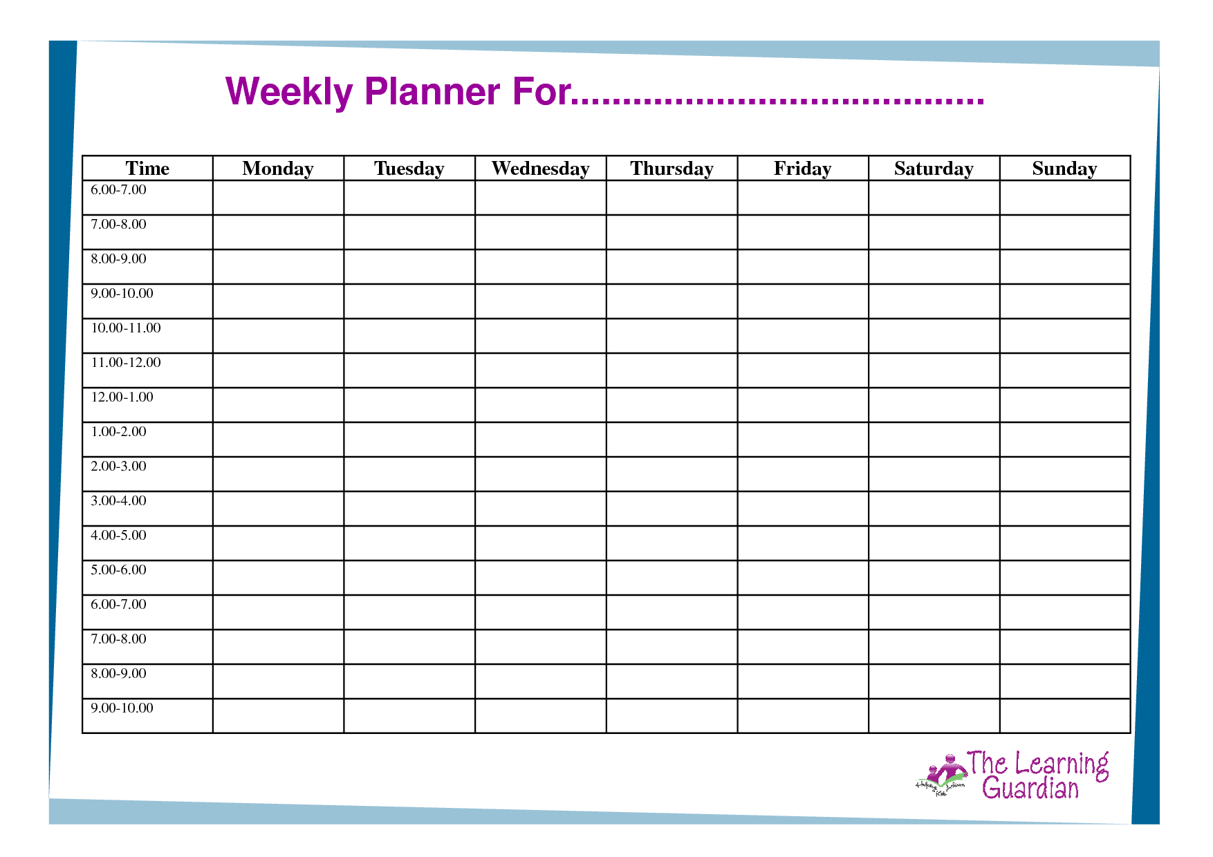 Weekly Calendar Template