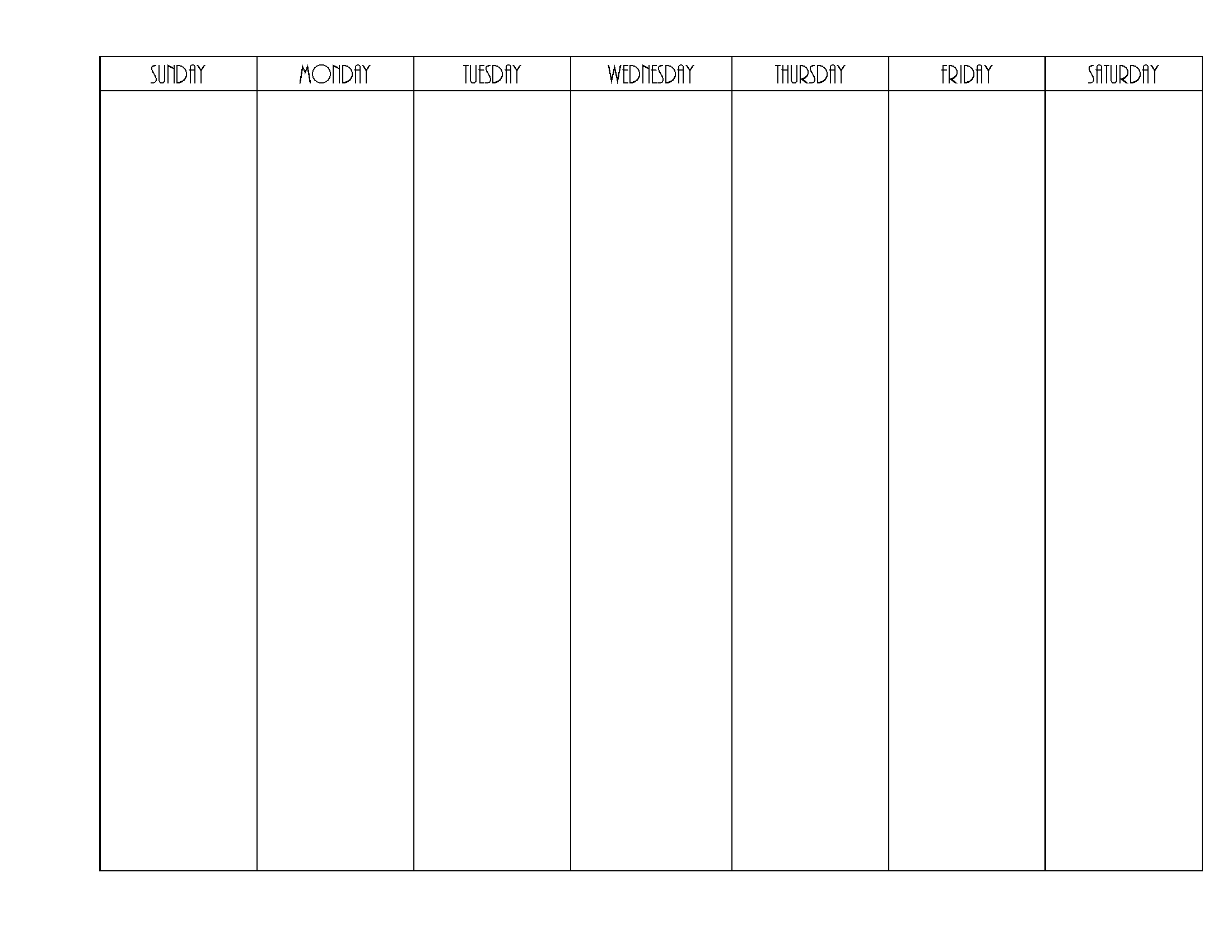 Blank Calendar Week Template