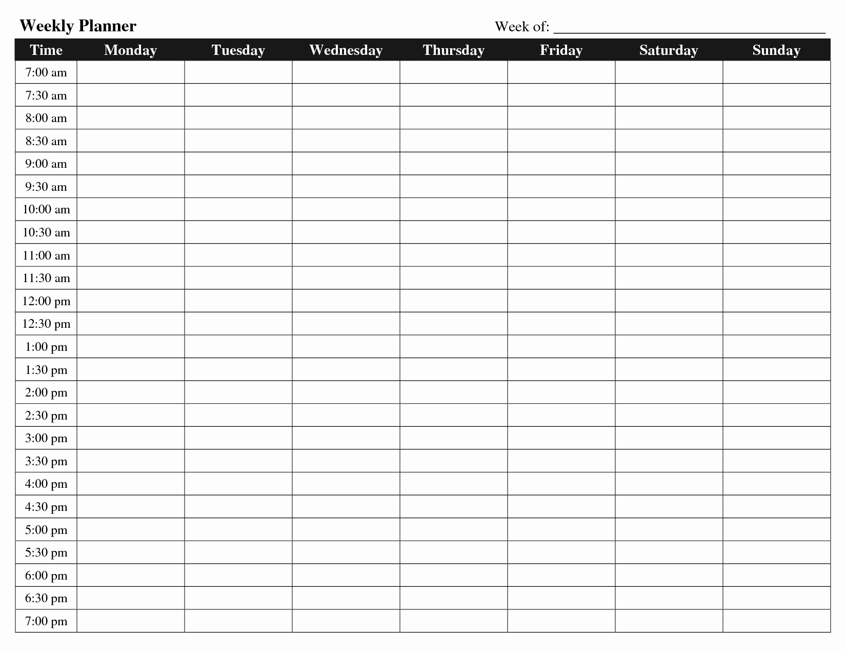 Weekly Schedule With Time Slots | Calendar For Planning