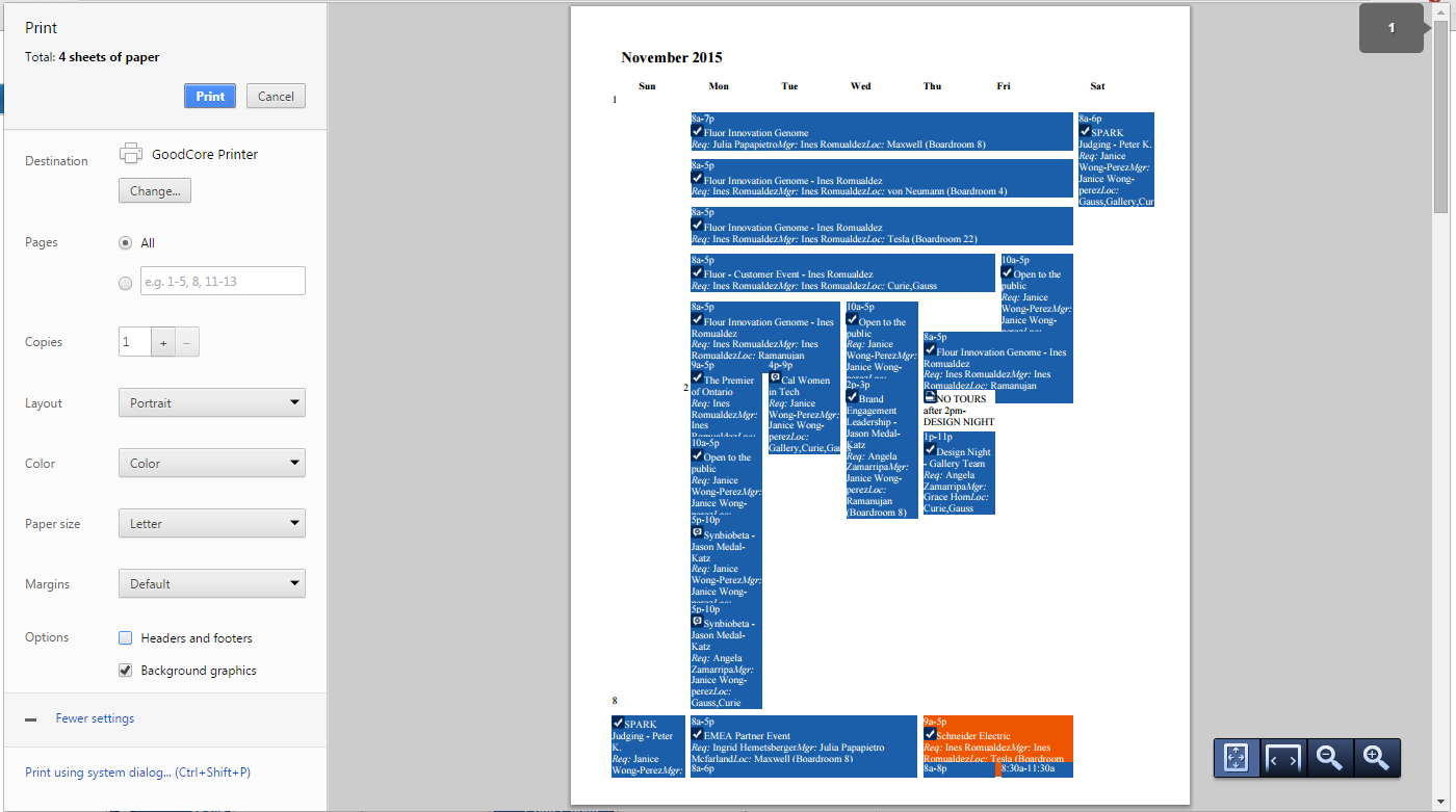 While Printing Calendar In Google Chrome Border Are Not