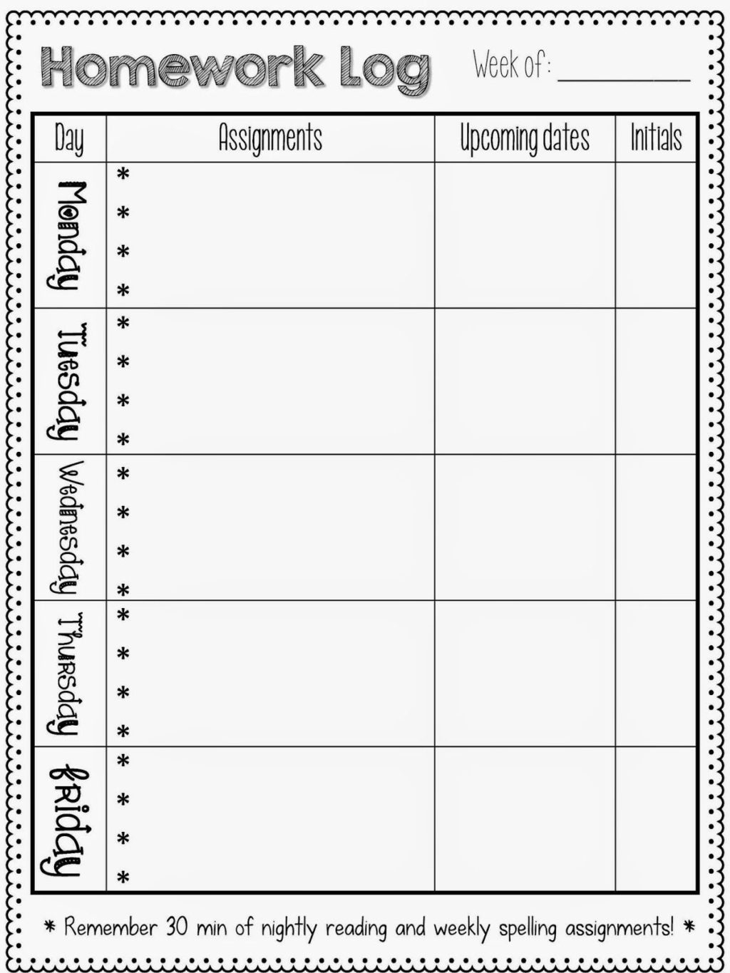 Worksheet ~ Homework Logs Sheet Log 1St Grade Preschool