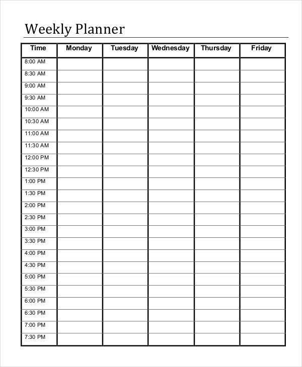 7 Day Weekly Calendar Free Printable Template | Calendar Printables ...