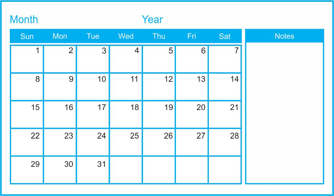 10 Best Printable Blank Monthly Calendar Template