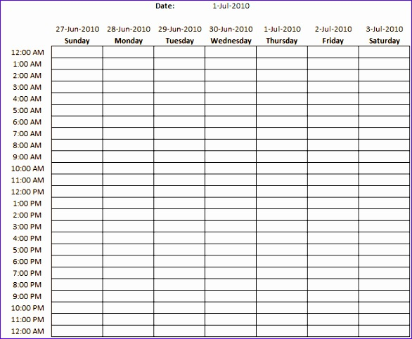 10 One Week Calendar Template Excel - Excel Templates