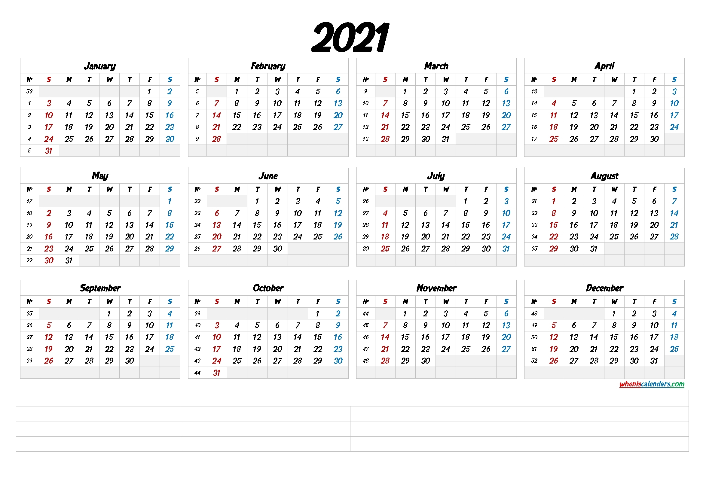 2021 4Th Quarter Free Printable Calendar