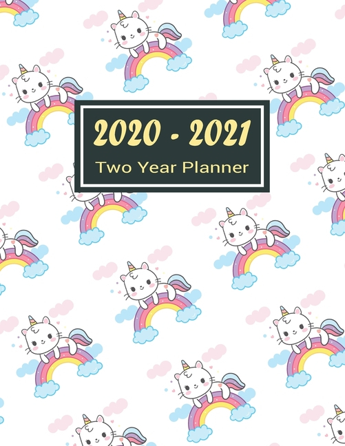 2020-2021 Two Year Planner: Rainbow Unicorn Two Year