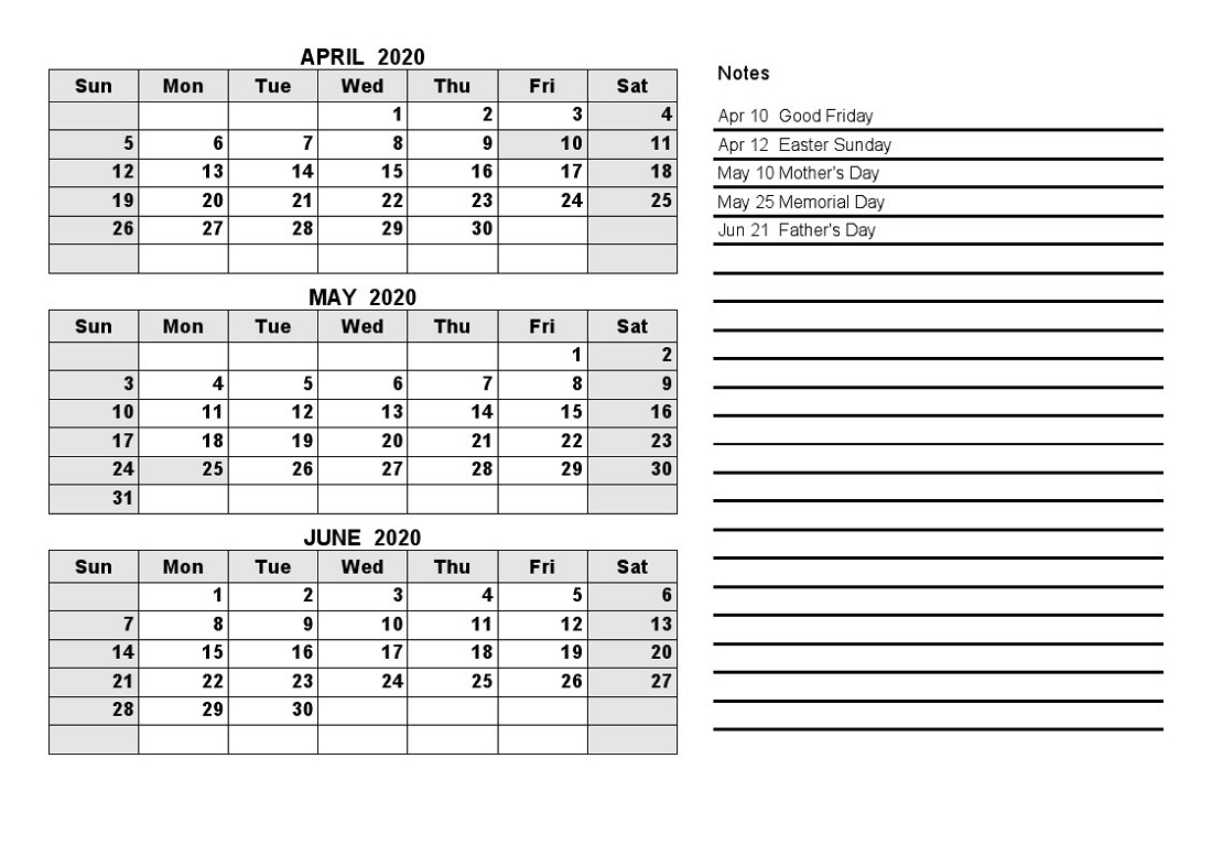 2020 Quarterly Calendar Template Excel | Calendar For Planning