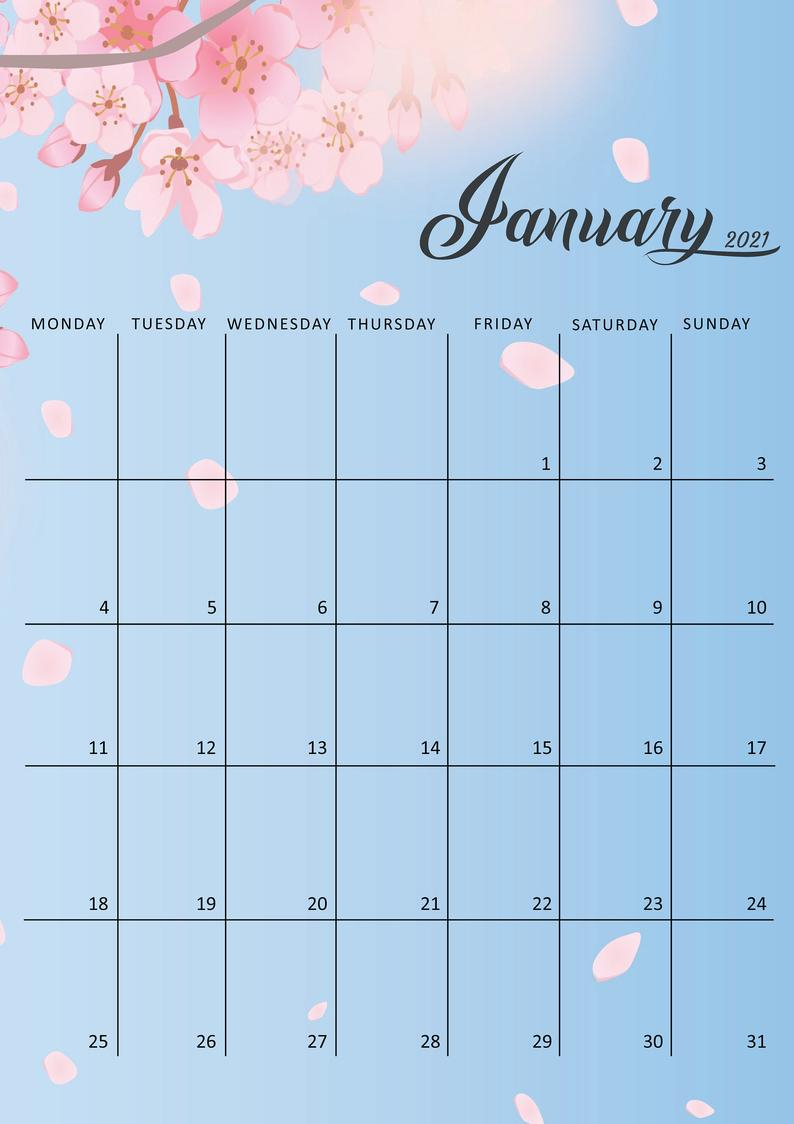 2021 Calendar Printable 2021 Calendar Template Monthly | Etsy