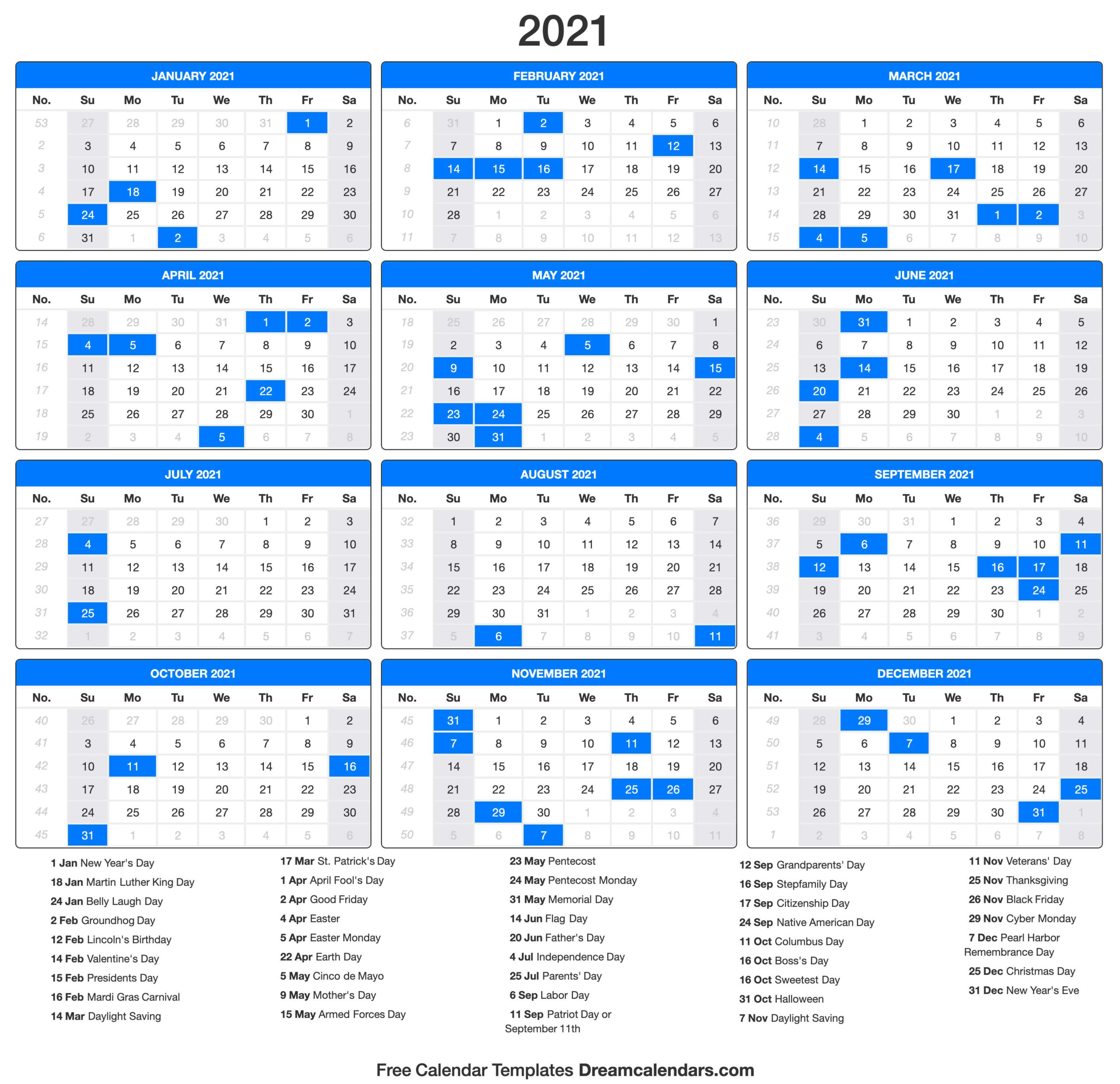 2021 Calendar