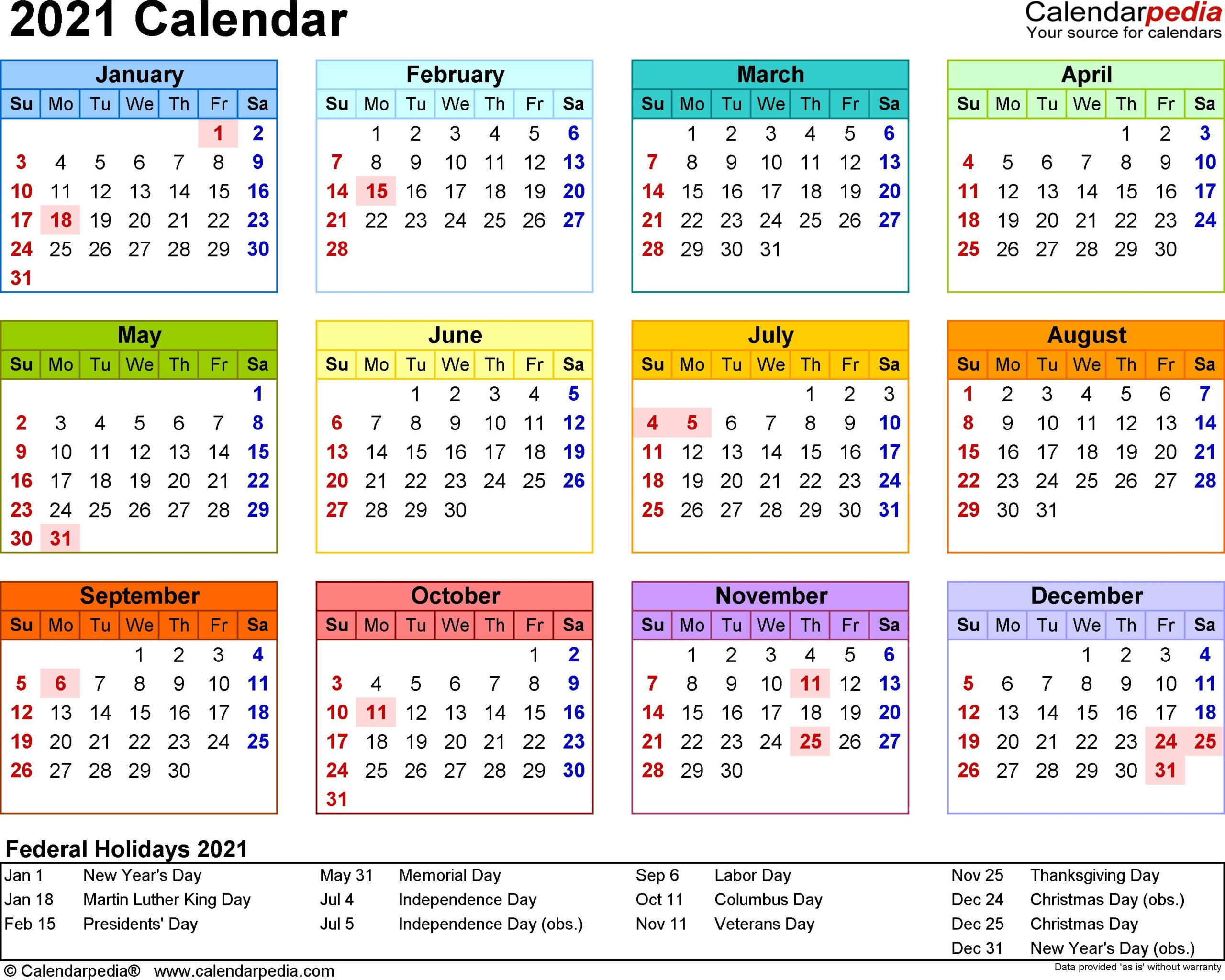 2021 Calendar Template 3 Year Calendar Full Page