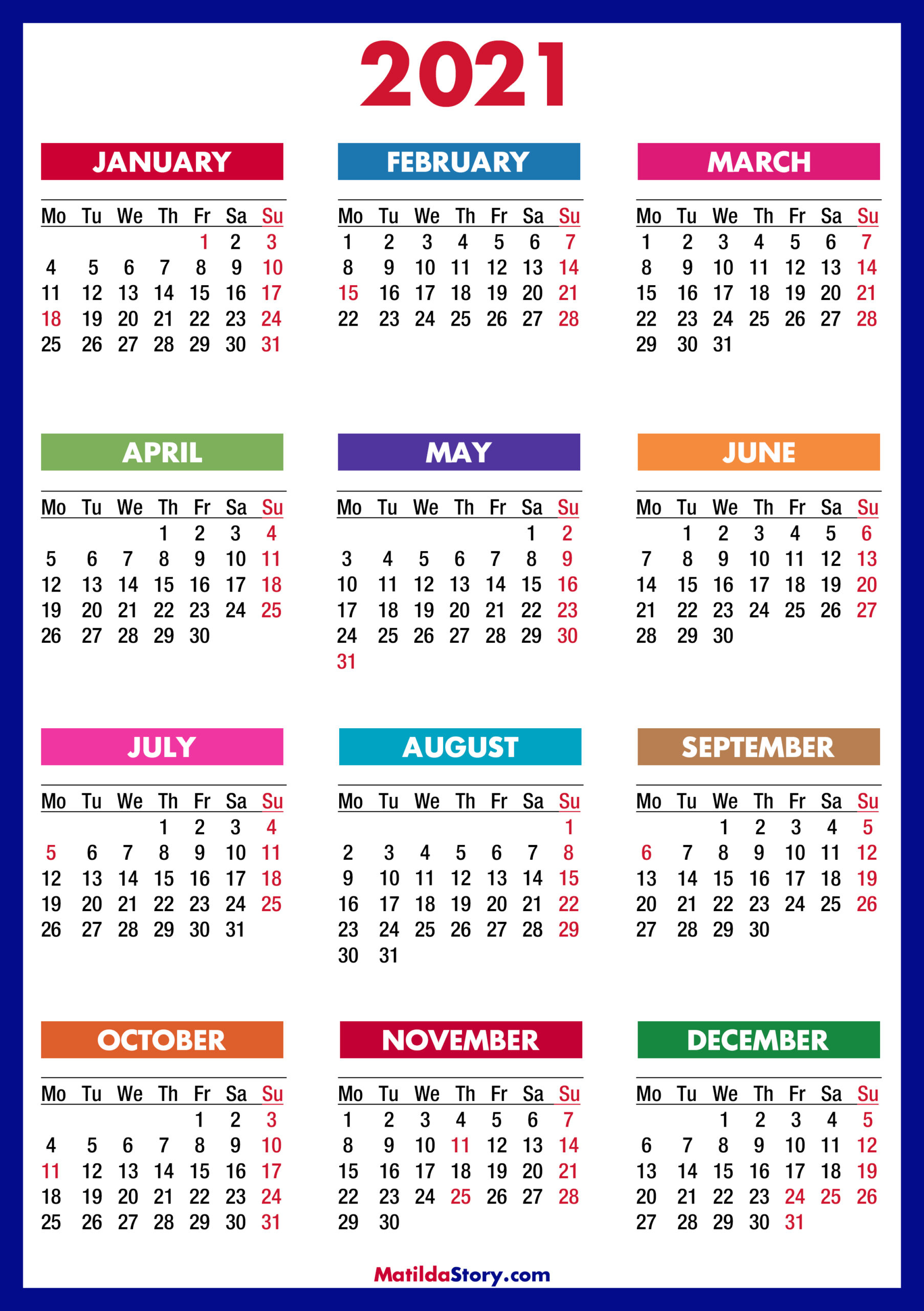 2021 Calendar With Holidays Usa | Printable Calendars 2021