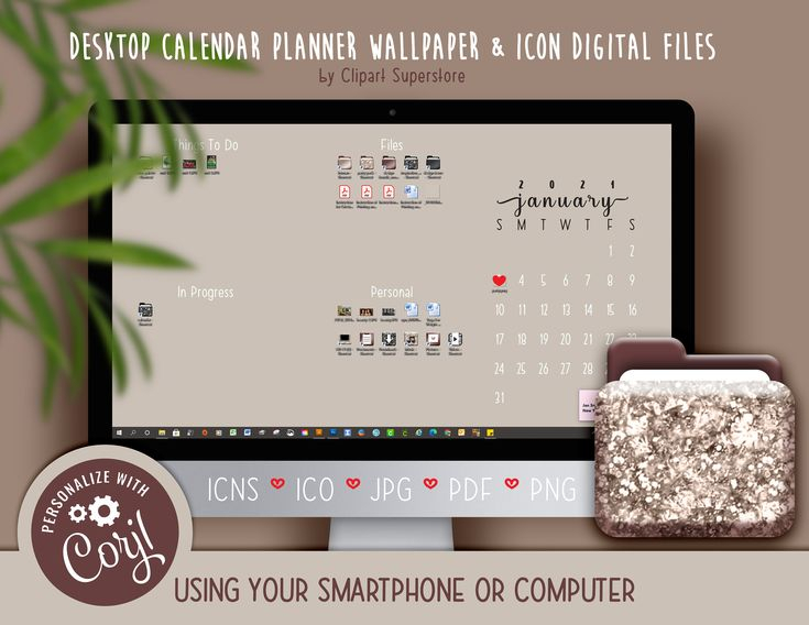 2021 Desktop Calendar Wallpaper Organizer Planner And Icon