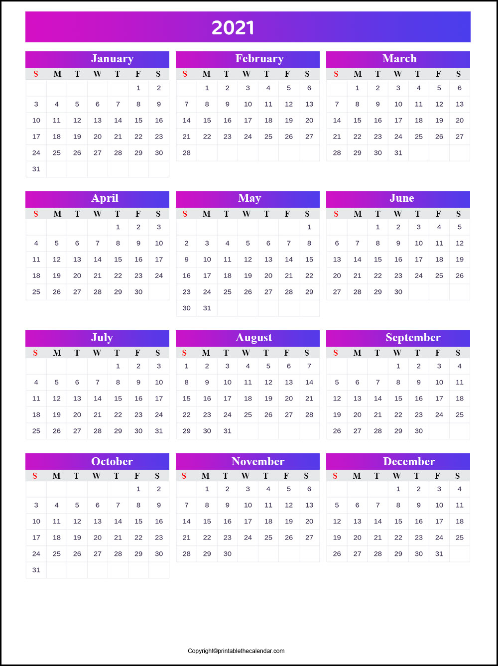2021 Editable Calendar | Printable The Calendar
