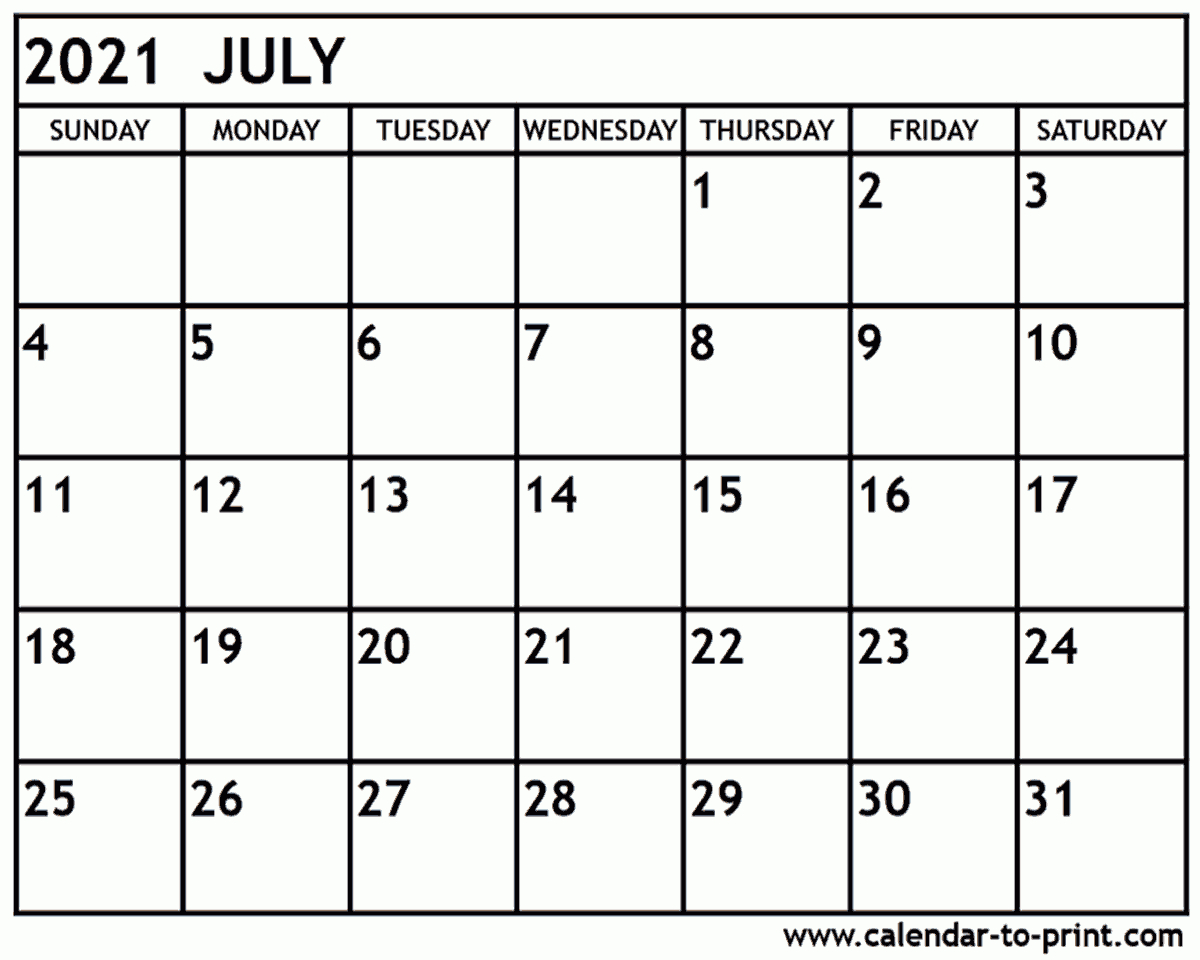 2021 July Calendar | Printable Calendars 2021