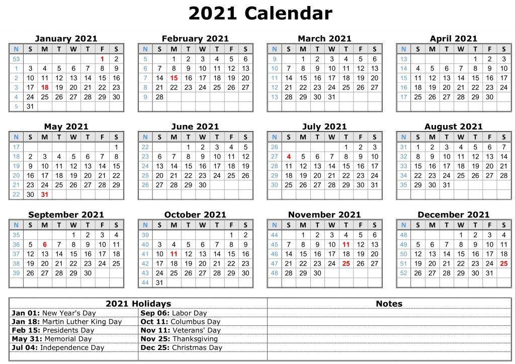 2021 Monthly Calendar Printable Word  2021 Calendar (Pdf