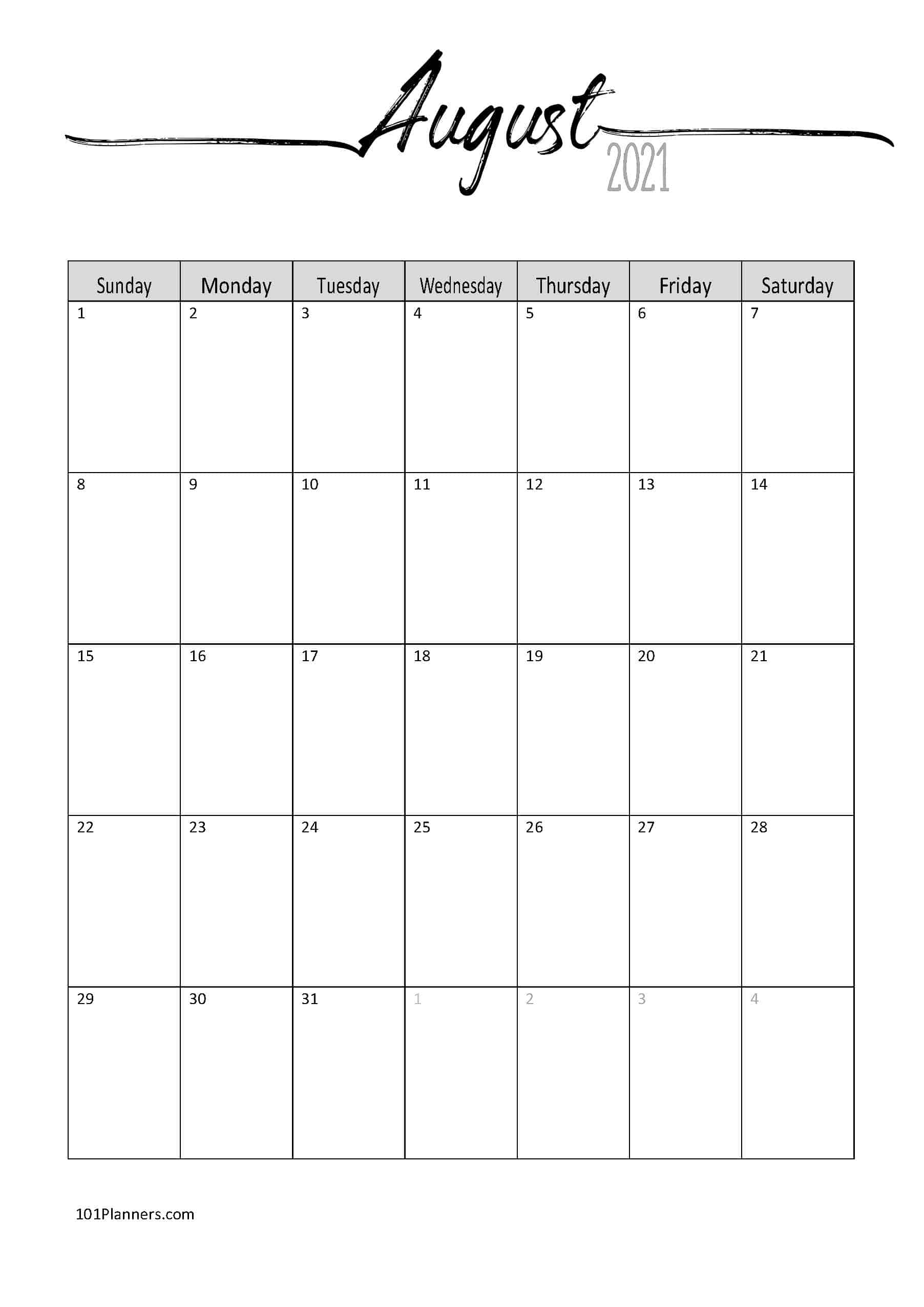 2021 Monthly Calendar Printable Word  Weekly Calendars