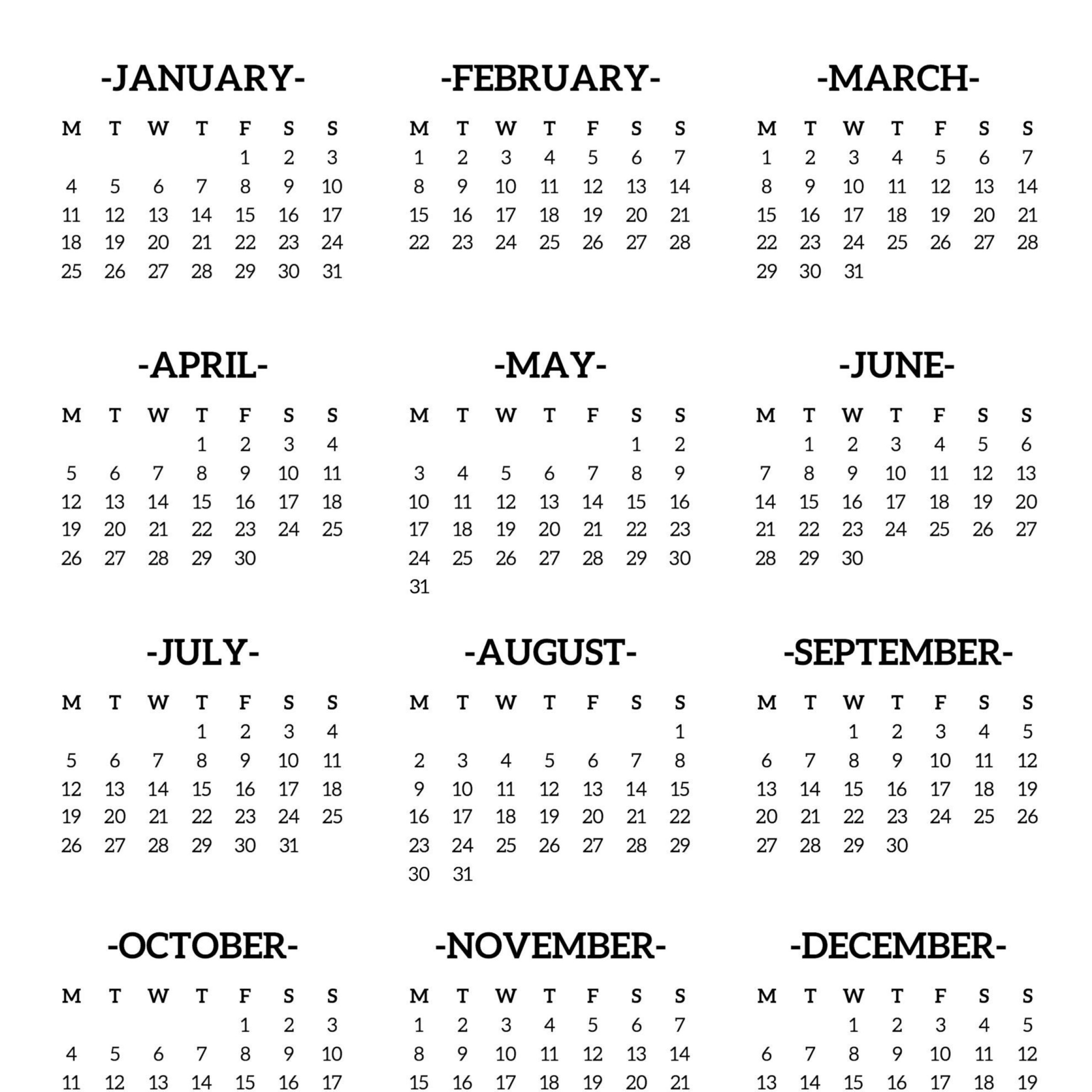 2021 Printable Calendar Starting Monday | Free Printable Calendar