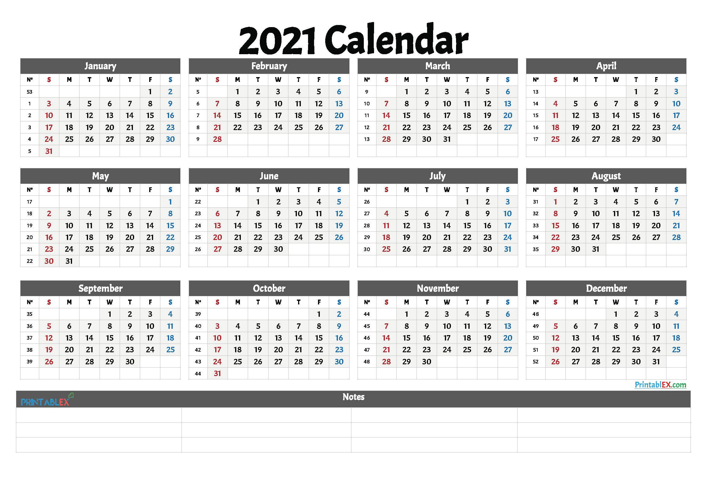 Free Printable Calendar 2021 Monthly