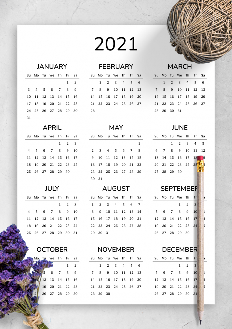 2021 Printable Calendar