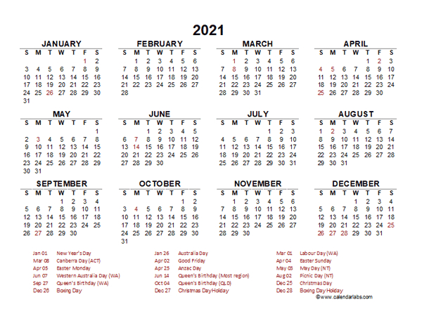 Free Printable 2021 Calendar Australia | Calendar Printables Free Templates