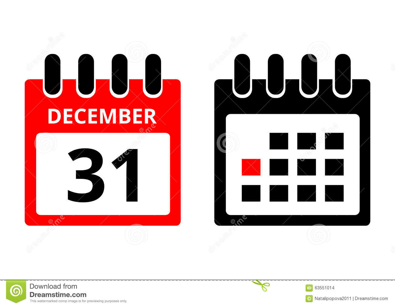 31 December Calendar Icon Stock Vector. Illustration Of