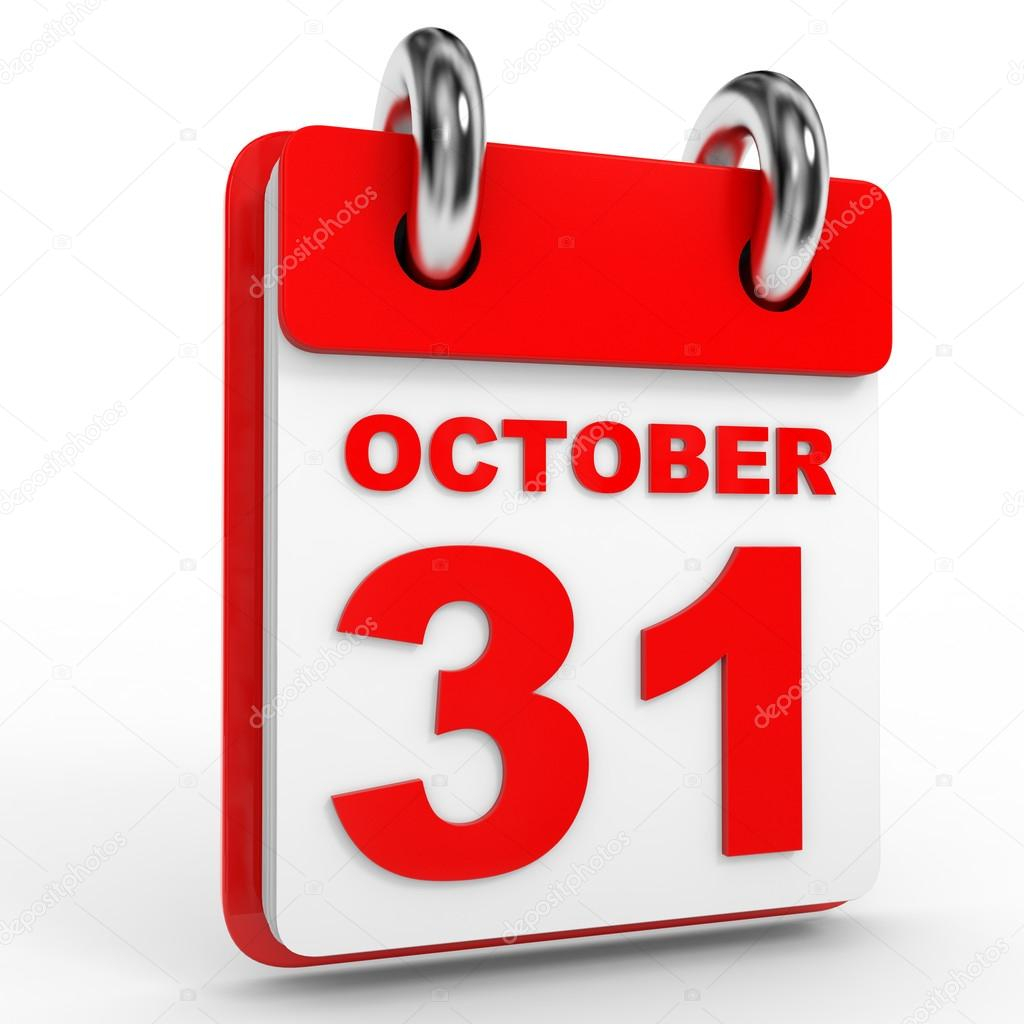 31 October Calendar On White Background. — Stock Photo