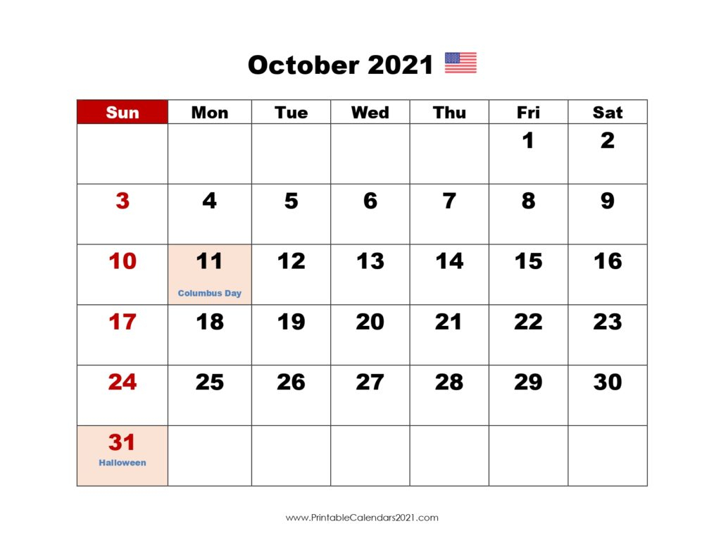 42+ October 2021 Calendar Printable October 2021 Calendar