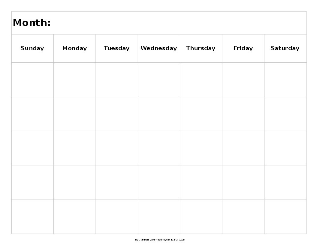 5 Day Week Calendar Template | Calendar Template Printable