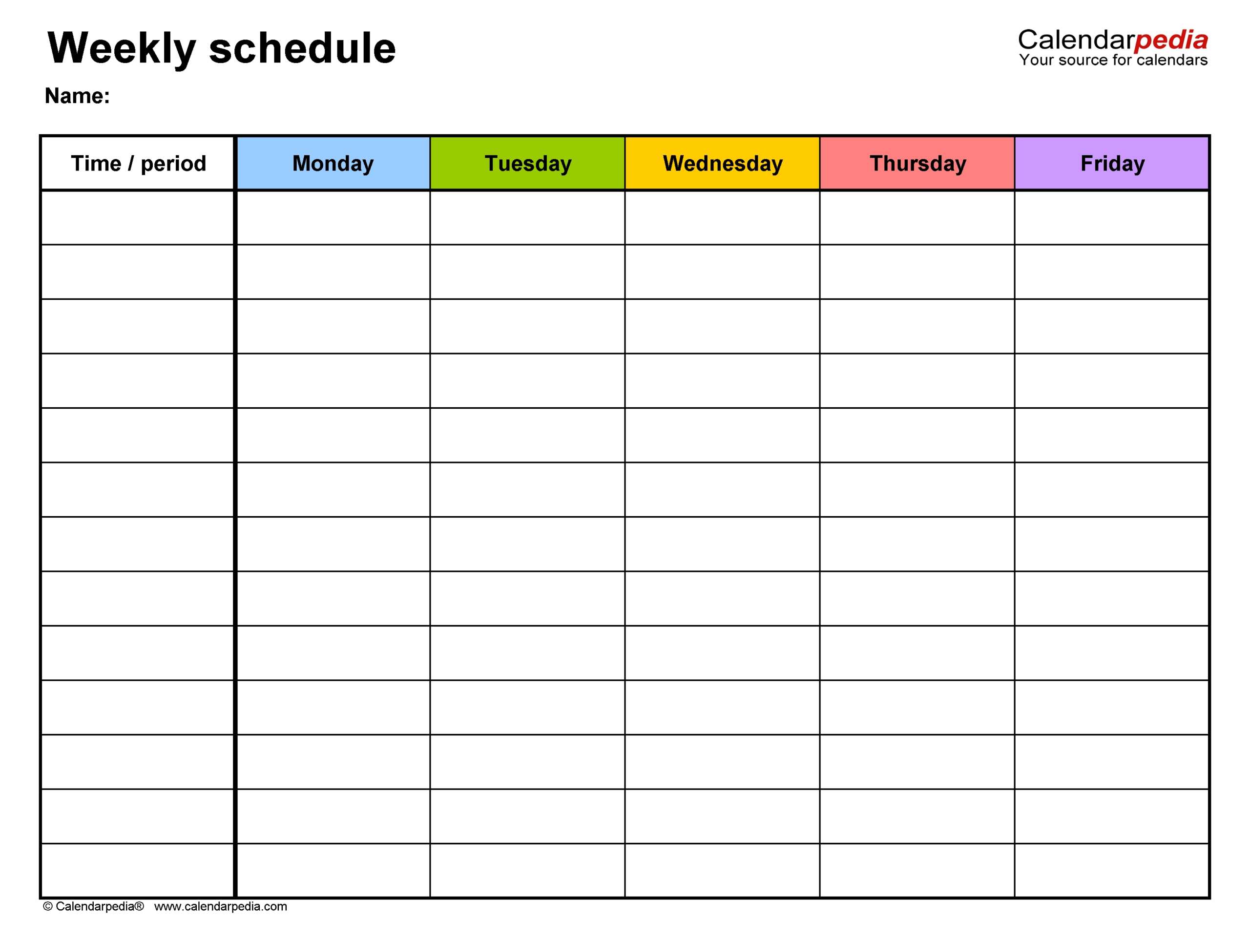 5 Day Week Calender Template | Calendar Template Printable