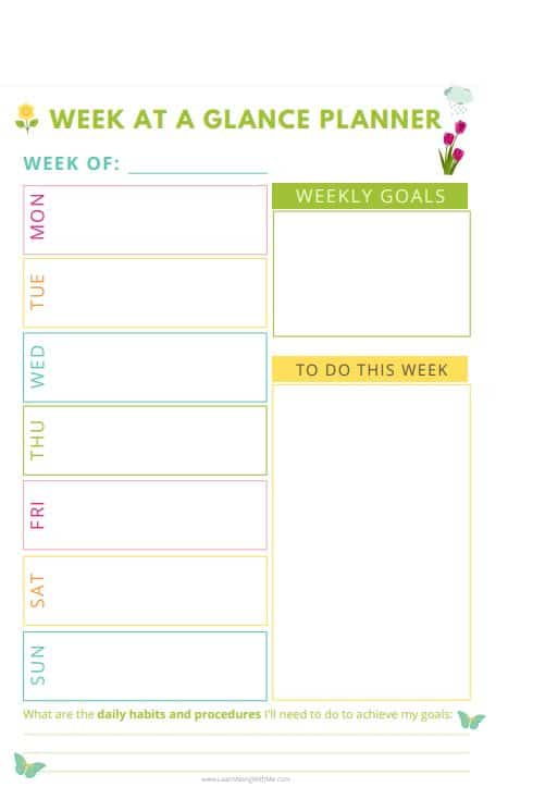 Week At A Glance Free Printable Pdf