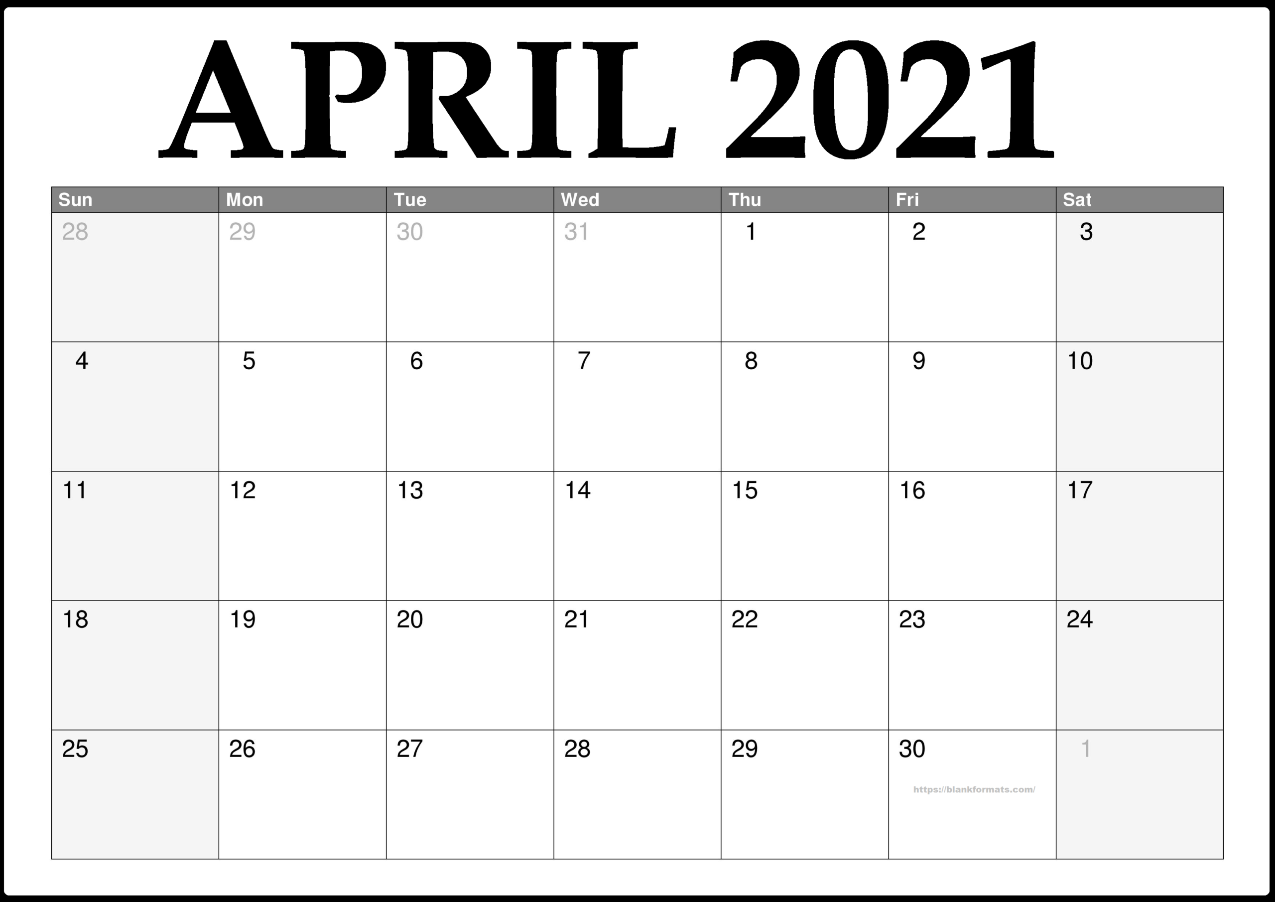 April 2021 Calendar Pdf Word Excel Documents Sheet