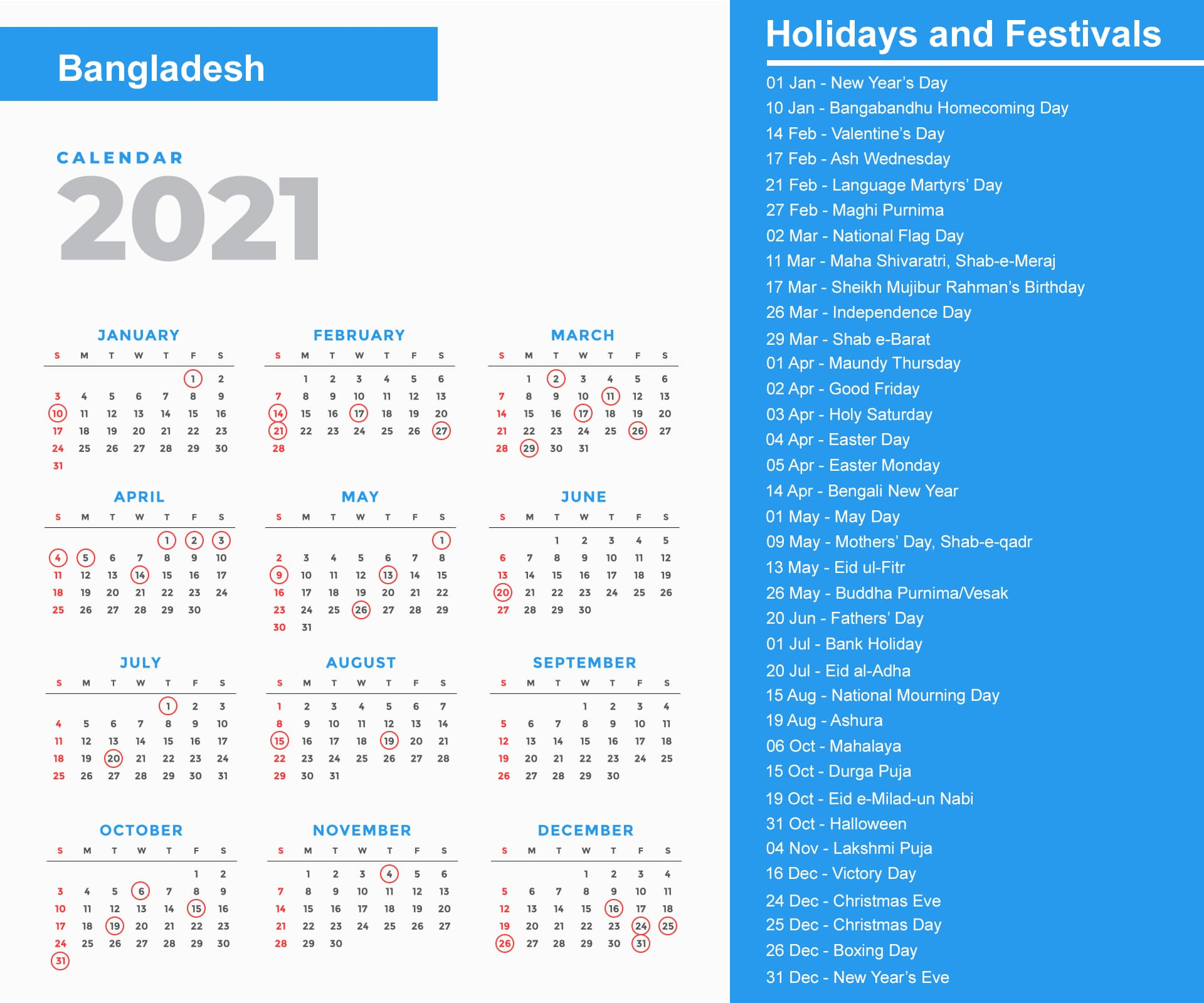 upcoming holidays in 2021