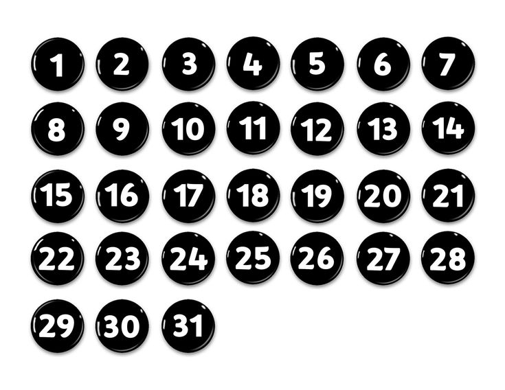 Black And White Perpetual Calendar-Numbers 1-31 1 | Etsy