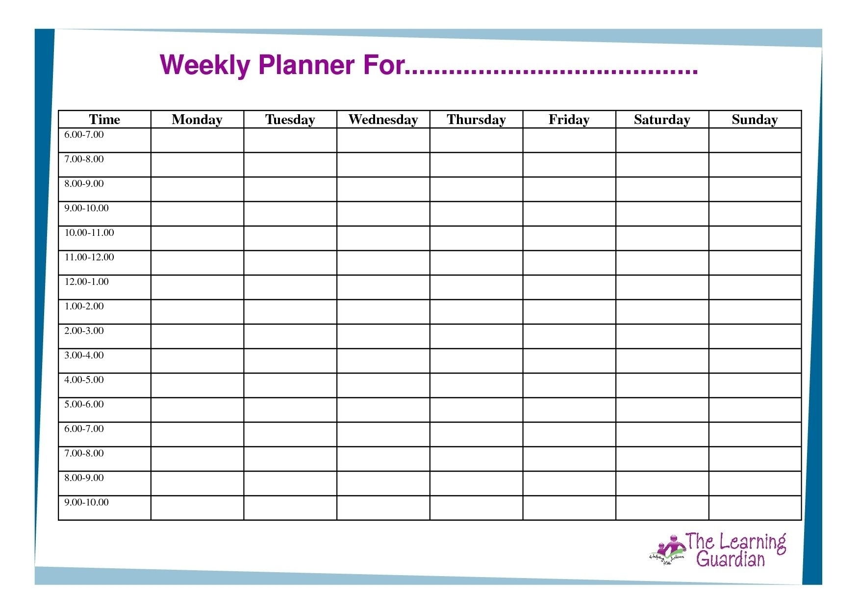 Blank 7 Day Calendar To Print | Free Calendar Template Example