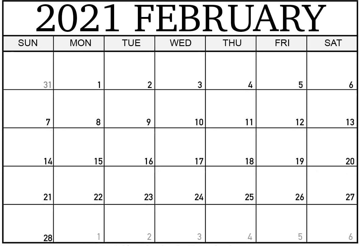 Blank February 2021 Calendar With Templates - Free Printable Blank Holidays Calendar Wishes