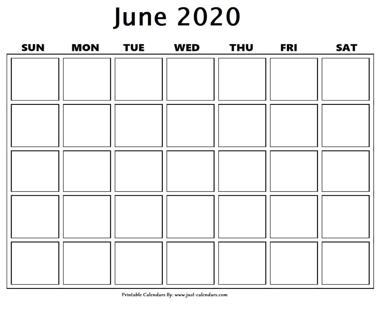 Blank June 2020 Calendar In 2020 | Calendar Printables Monthly Calendar Printable 2020