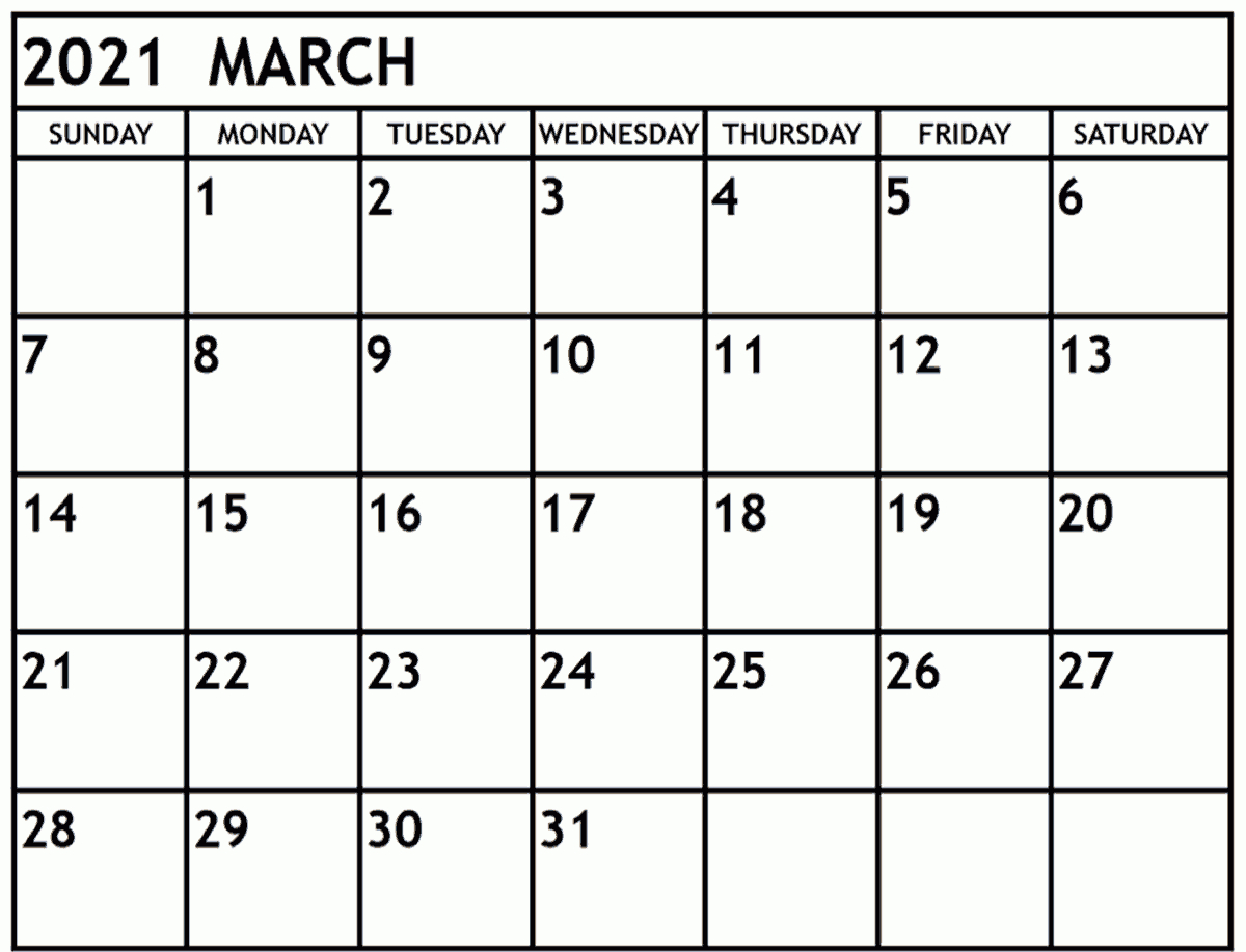 Blank March 2021 Calendar Making Your Daily Schedule - Thecalendarpedia