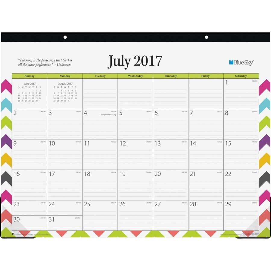 Blue Sky Chevron Design Teacher Monthly Desk Pad - Urban Office Products Free | Chevron Design