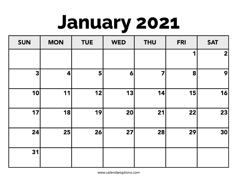 Calendar January 2021 - Calendar Options