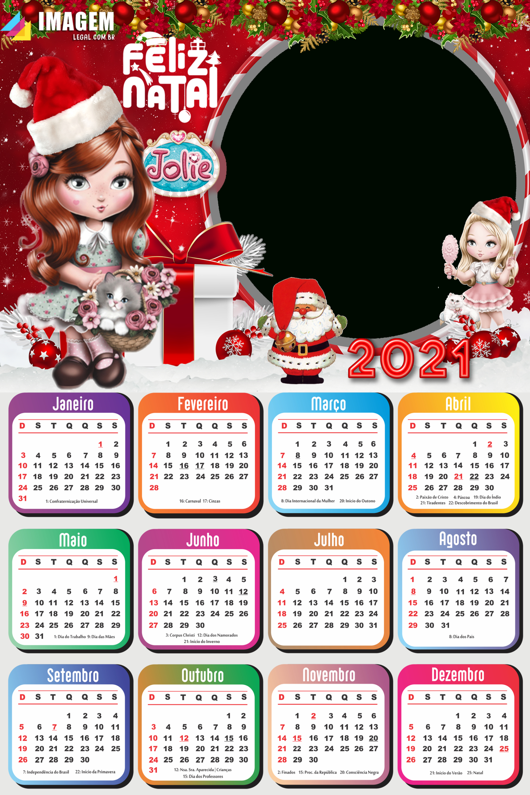 Calendário 2021 Png Feliz Natal Da Jolie | Imagem Legal