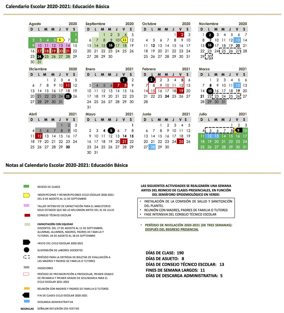 Conoce Los Calendarios Escolares Para El Ciclo 2020 - 2021