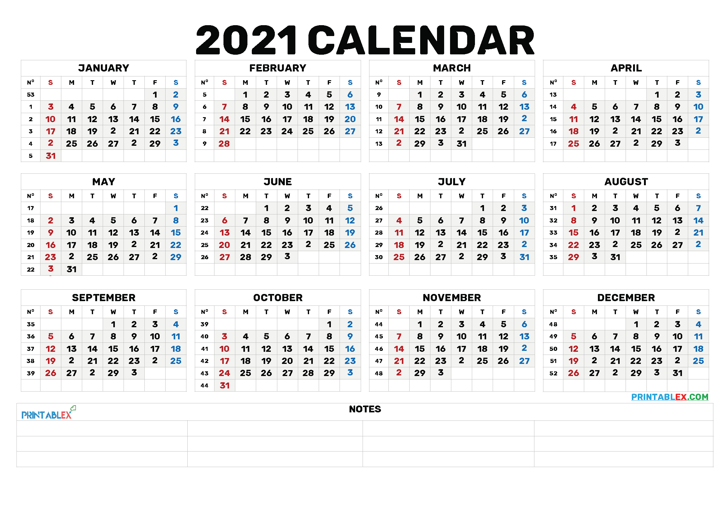 Cute 2021 Printable Blank Calendars - Free Printable 2021